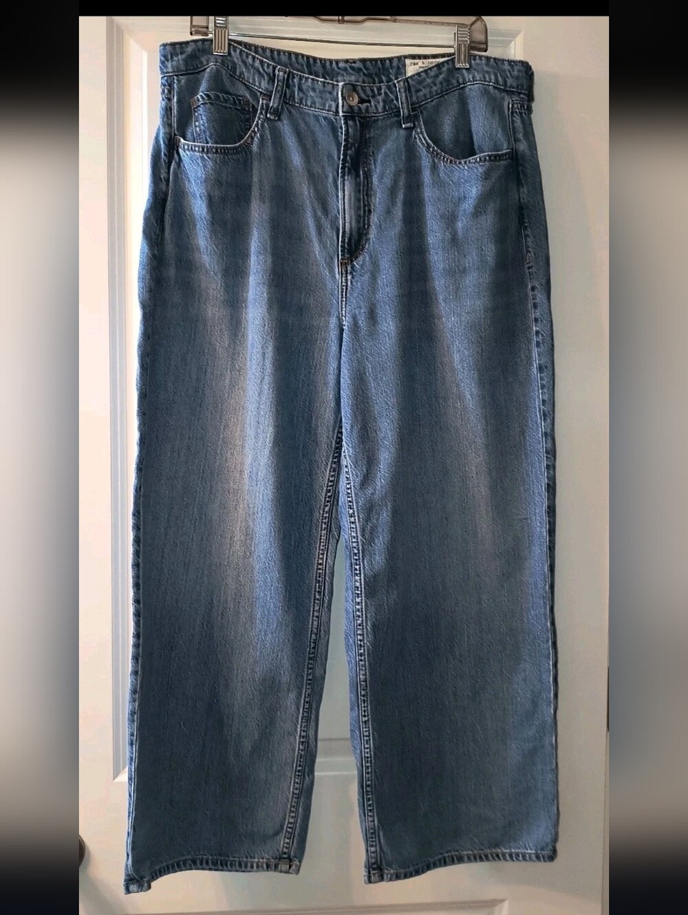 rag & bone Lori Mid-Rise Crop Wide-Leg Jeans Medium Wash Size 32 - Picture 2 of 5